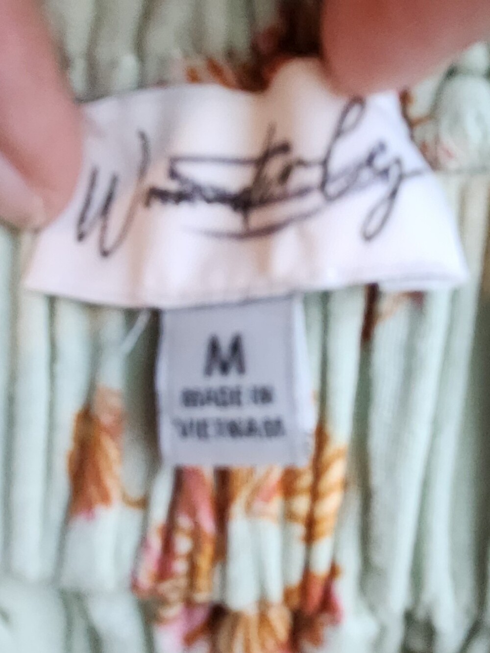 Wonderly Babydoll Mini Dress Floral Cottagecore Puff Sleeve Sage Green M - Picture 11 of 12